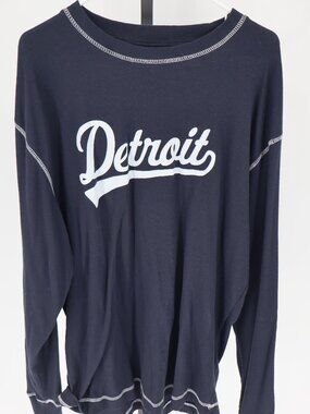 Detroit Tigers Script Long Sleeve  Waffle Made in Detroit  2XL